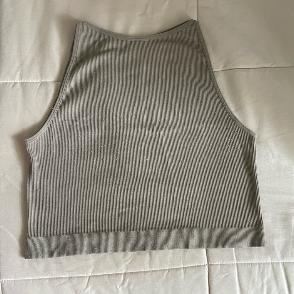 Women's Ribbed Tan Sleeveless Top